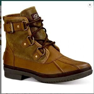 UGG Cecile Chestnut waterproof leather and suede boots Size 8.5
